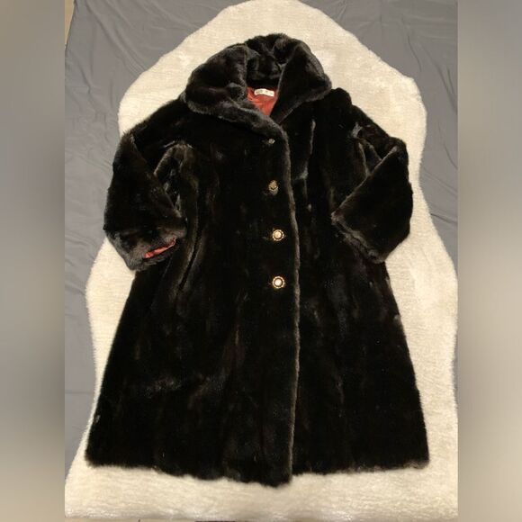 Tissavel France Vintage Womens Faux Fur Brown Button Jacket Coat Size Medium Y2K - Picture 1 of 8